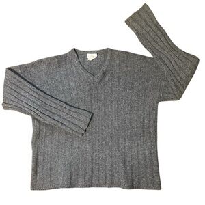 J.Crew LambswoolGray Ribbed Knit Sweater